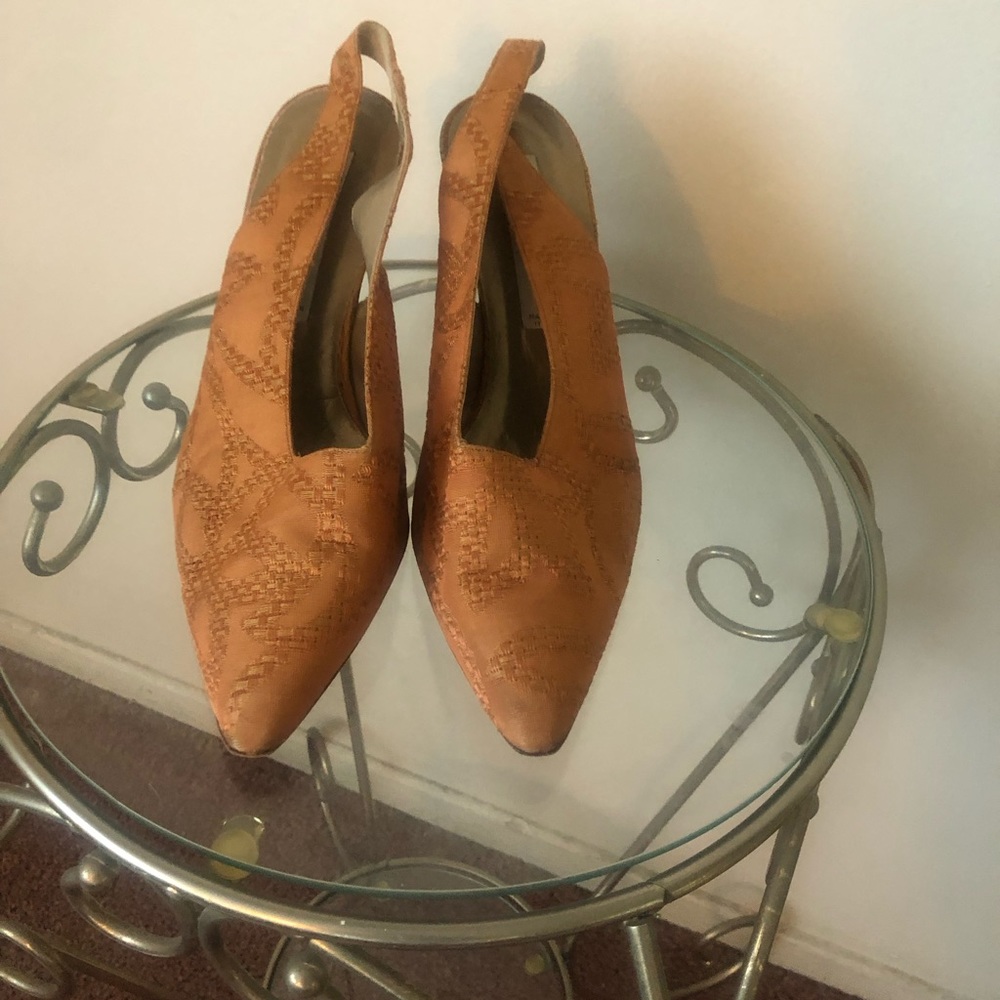 Via Spiga bronze cloth sling backs.